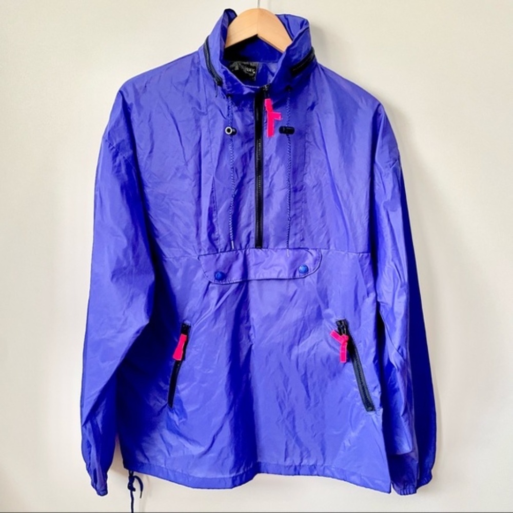 Vintage Unisex 90'S K-Way Hooded Pullover Packable Windbreaker Jacket, Size L - Picture 1 of 12